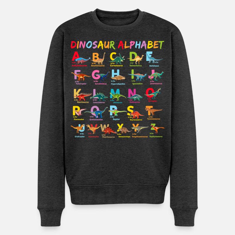 Abécédaire Dinosaure Alphabet Enfant - Pull Premium bio Homme - anthracite chiné