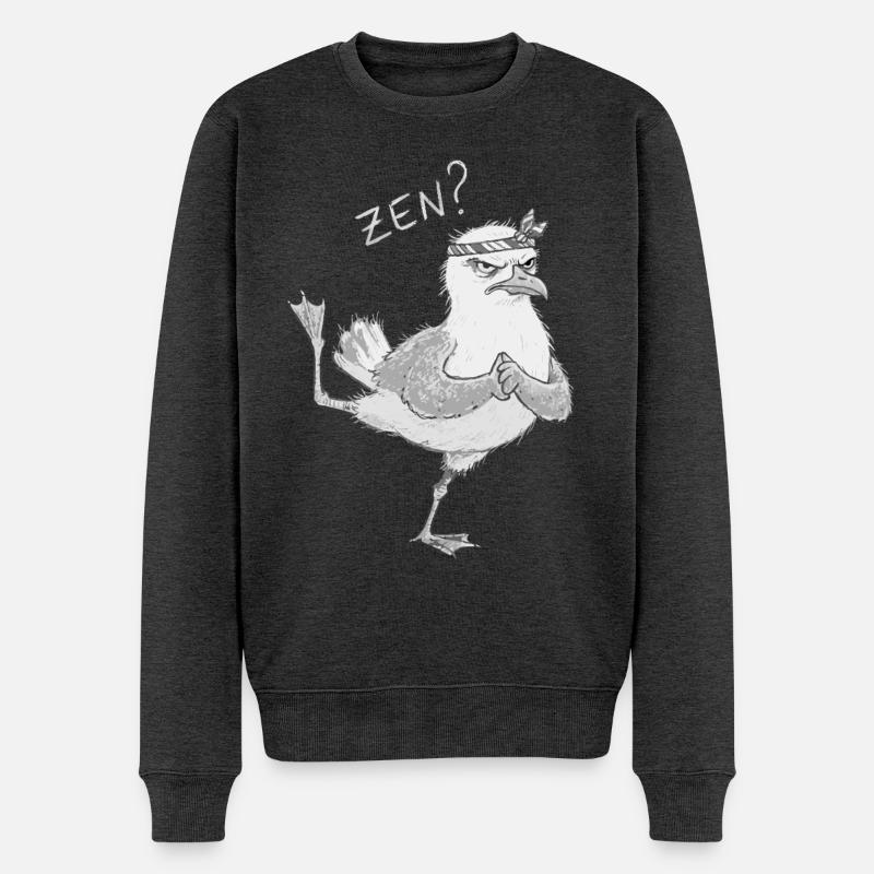 Yoga Möwe Zen Meditation - Männer Premium Bio Pullover - Anthrazit meliert