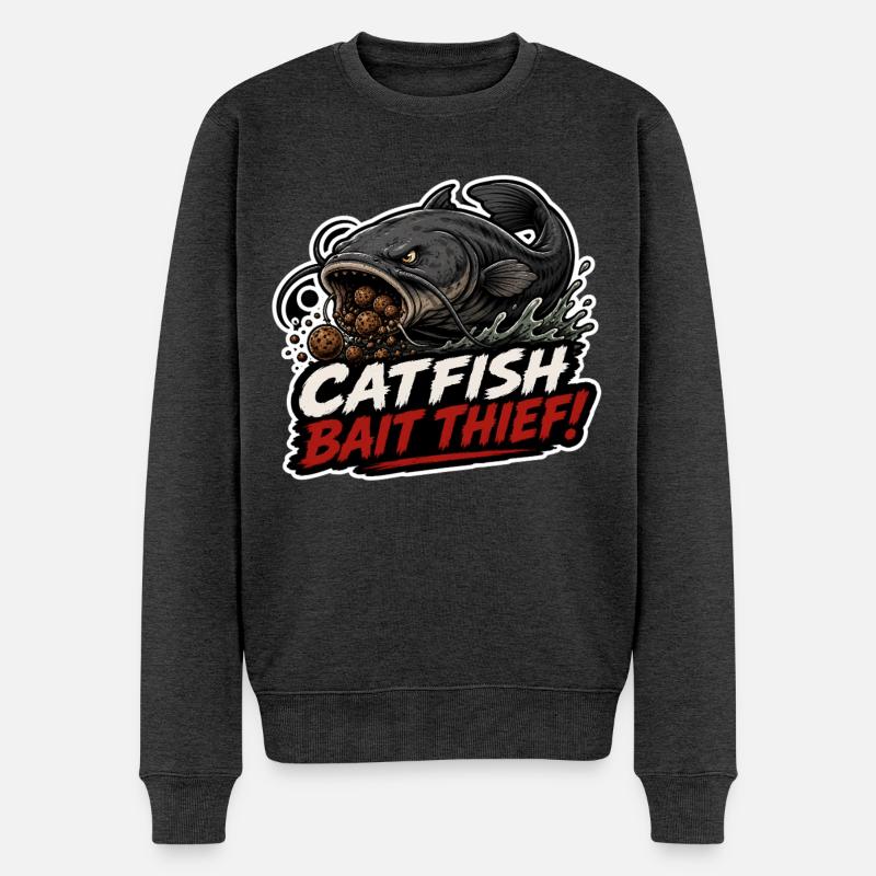 Welsköder-Dieb-Karpfenfisch-Design - Männer Premium Bio Pullover - Anthrazit meliert