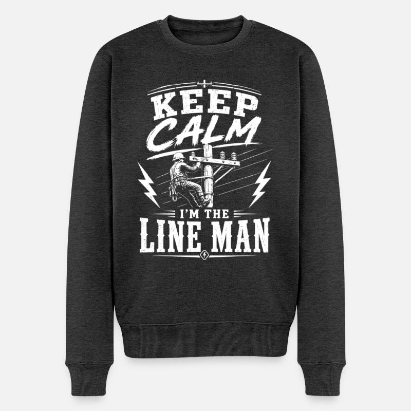 Strom Techniker Lineman Ingenieur Design - Männer Premium Bio Pullover - Anthrazit meliert