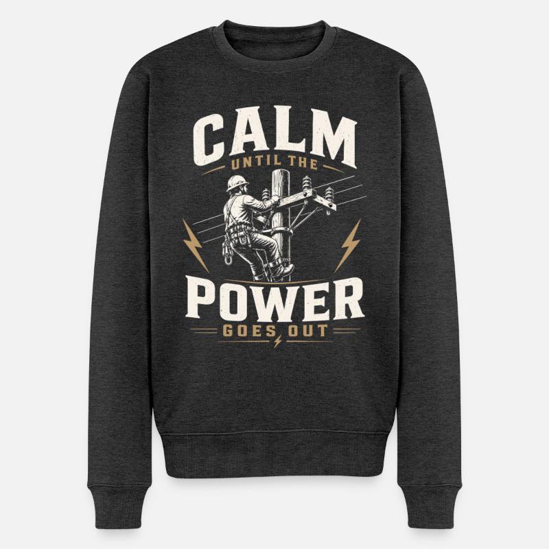 Elektriker Arbeit Strom Kabel Motiv - Männer Premium Bio Pullover - Anthrazit meliert