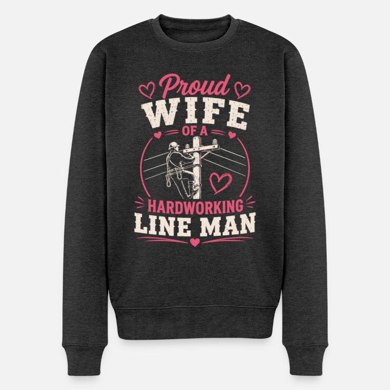 Strom Arbeiter Ehefrau Elektriker Technik - Männer Premium Bio Pullover - Anthrazit meliert
