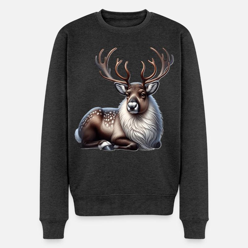 Rentier - Männer Premium Bio Pullover - Anthrazit meliert