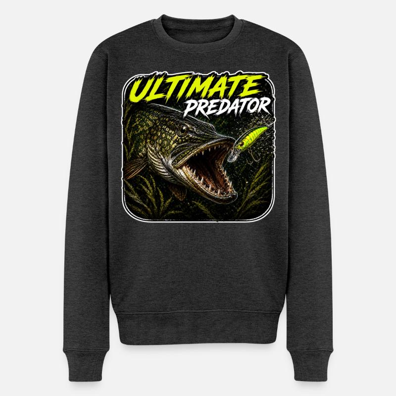 Ultimatives Predator-Hechtfang-Design - Männer Premium Bio Pullover - Anthrazit meliert