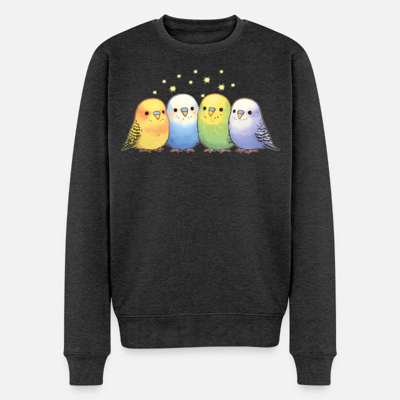 Wellensittiche - Männer Premium Bio Pullover - Anthrazit meliert