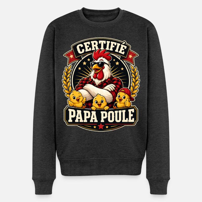 Papa Poule Certifié - Pull Premium bio Homme - anthracite chiné