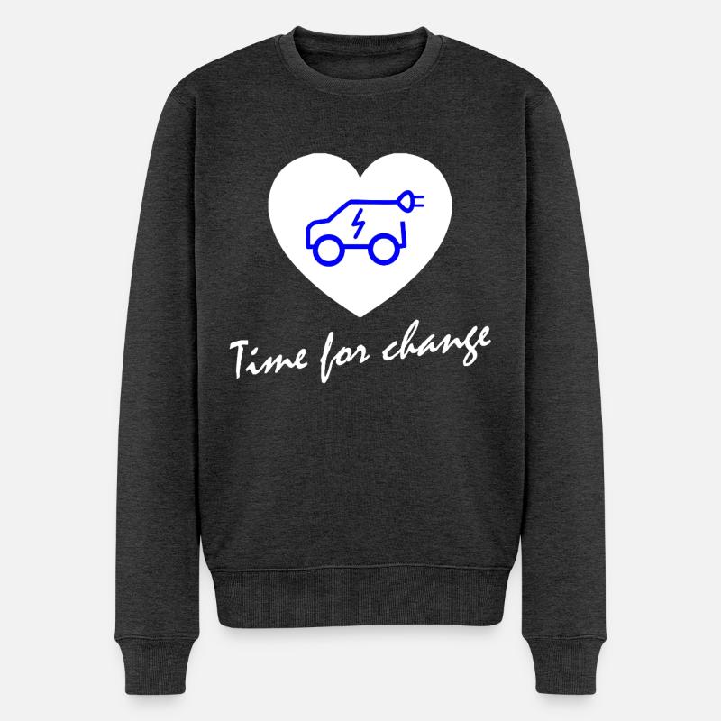 Zeit für Wandel E-Auto Herz - Männer Premium Bio Pullover - Anthrazit meliert