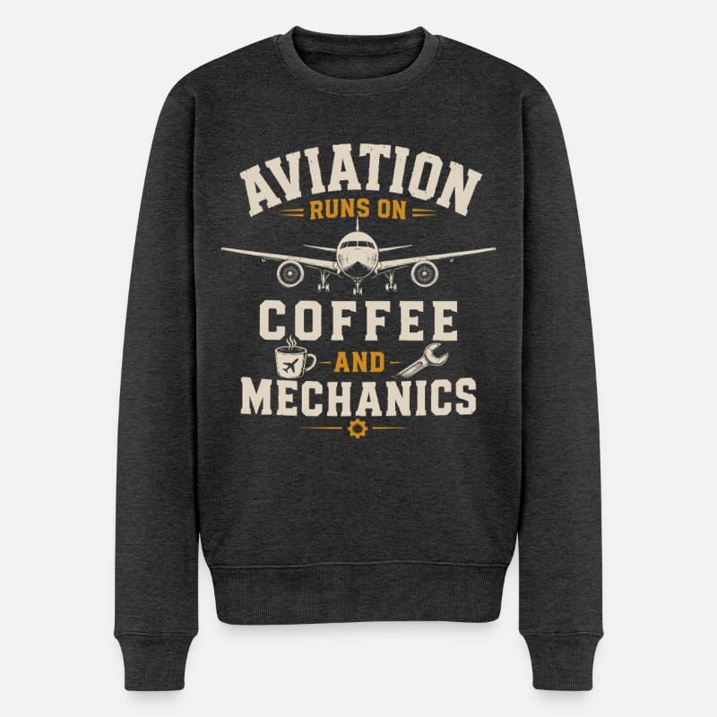 Luftfahrt Techniker Flugzeug Instandhaltung - Männer Premium Bio Pullover - Anthrazit meliert