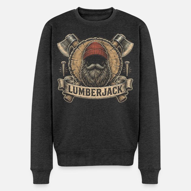 Holzfäller Baumfäller Waldarbeiter - Männer Premium Bio Pullover - Anthrazit meliert