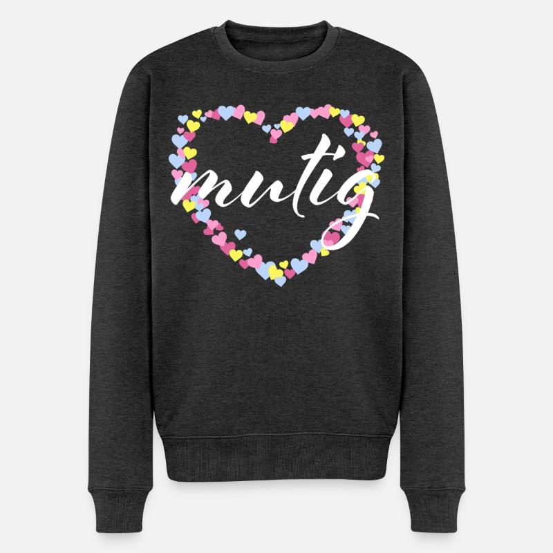 Courageous Courage Encourage - Cœur Pastel - Pull Premium bio Homme - anthracite chiné