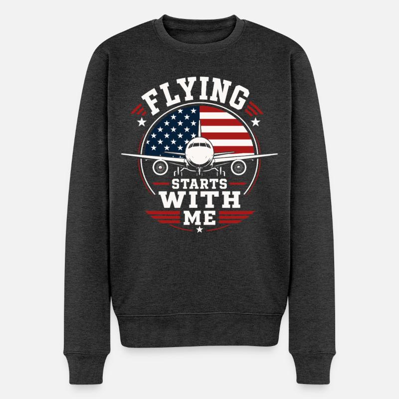 Flugzeug Mechanik Luftfahrt Technik - Männer Premium Bio Pullover - Anthrazit meliert