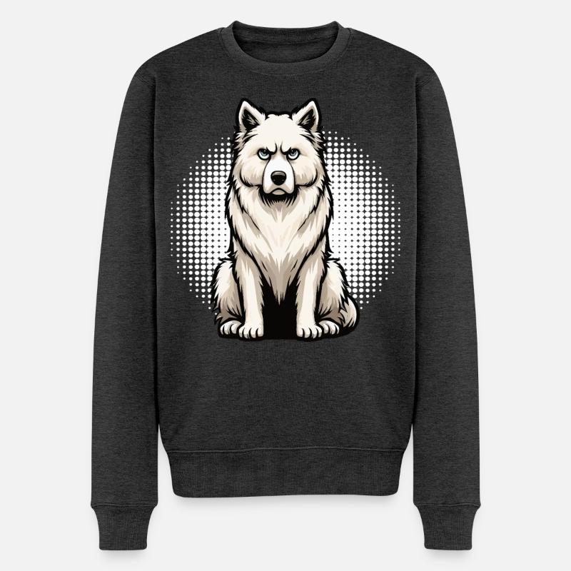 Weißer Schäferhund Schäferhund Schäferhunde - Männer Premium Bio Pullover - Anthrazit meliert