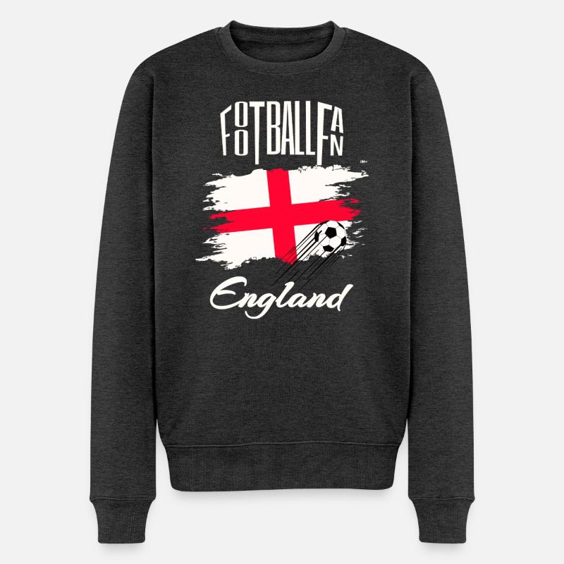 Fussball Fan England - Männer Premium Bio Pullover - Anthrazit meliert