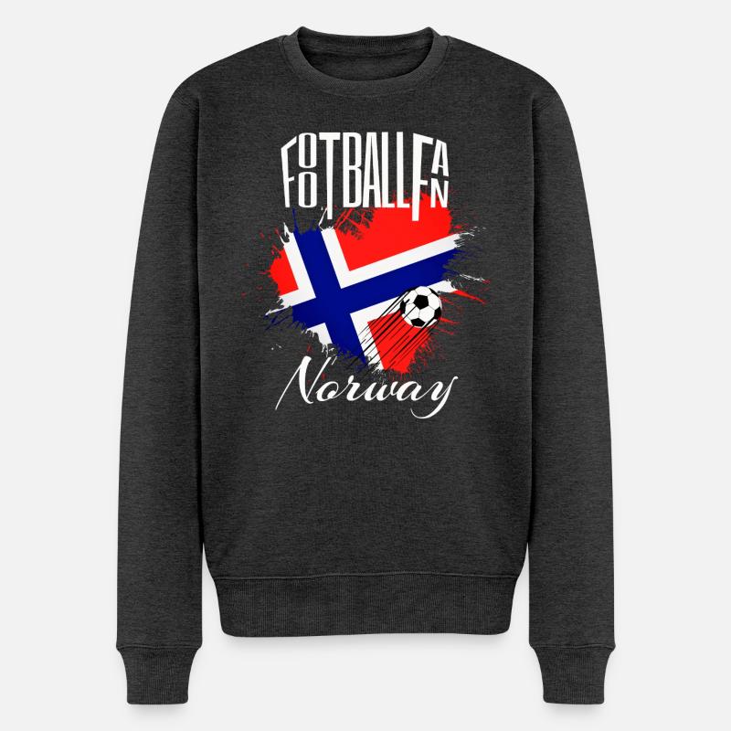 Fussball Fan Norwegen - Männer Premium Bio Pullover - Anthrazit meliert