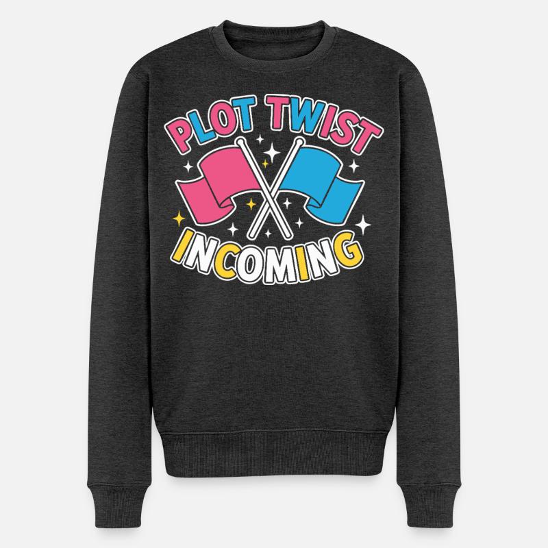 Geschlechter-Enthüllung Plot-Twist – Team Pink Team - Männer Premium Bio Pullover - Anthrazit meliert