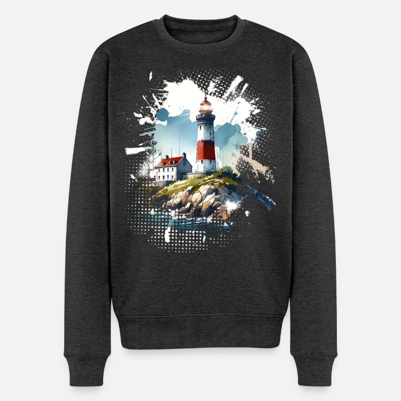 Leuchtturm - Männer Premium Bio Pullover - Anthrazit meliert