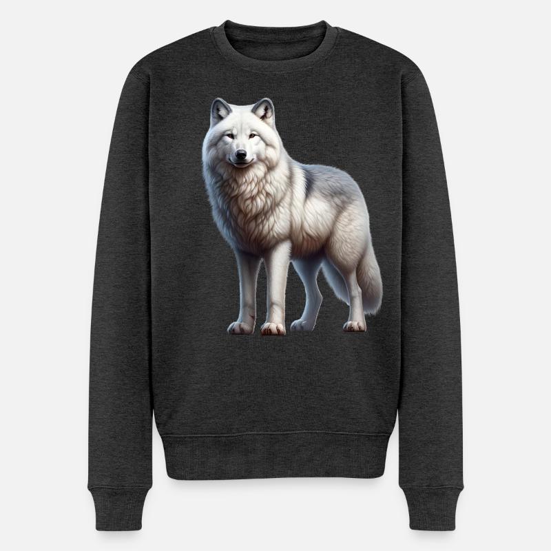 Polarwolf - Männer Premium Bio Pullover - Anthrazit meliert
