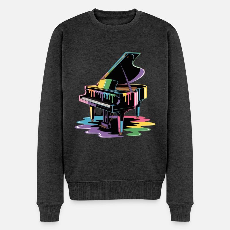 Klavier - Männer Premium Bio Pullover - Anthrazit meliert