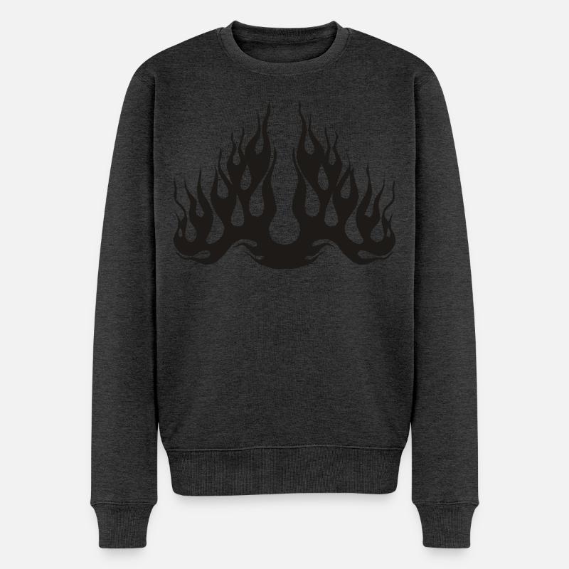 Flammen Tribal Style - Männer Premium Bio Pullover - Anthrazit meliert