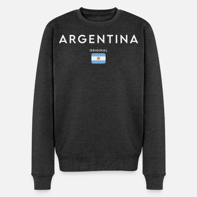 Flagge von Argentinien, Argentinischer Stolz - Männer Premium Bio Pullover - Anthrazit meliert