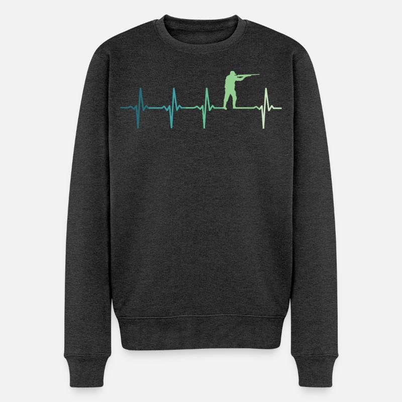 Jagd Herzschlagjäger - Männer Premium Bio Pullover - Anthrazit meliert