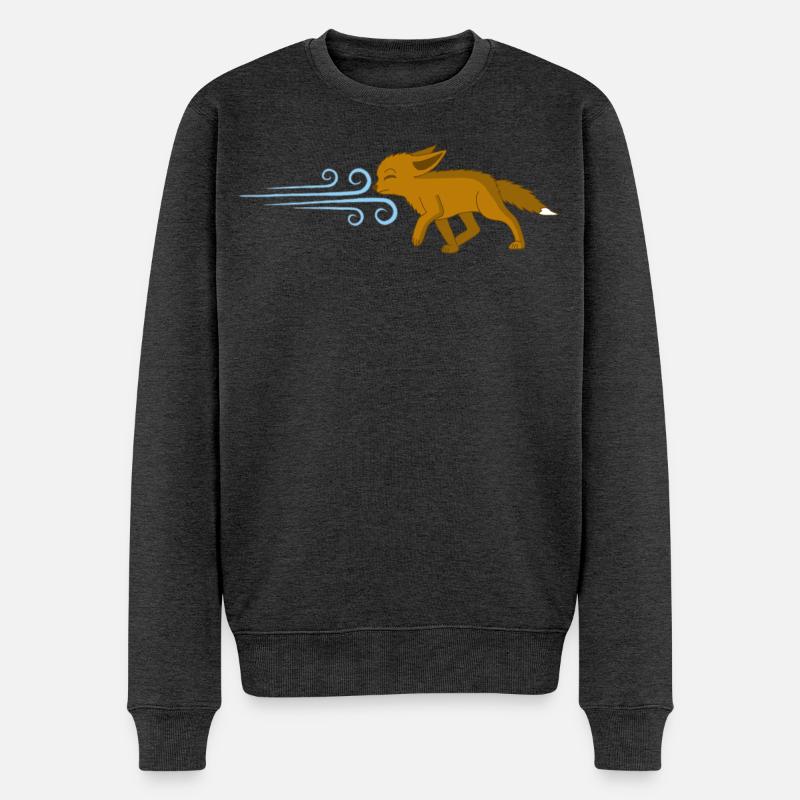 Der Fuchs und der Wind - Männer Premium Bio Pullover - Anthrazit meliert