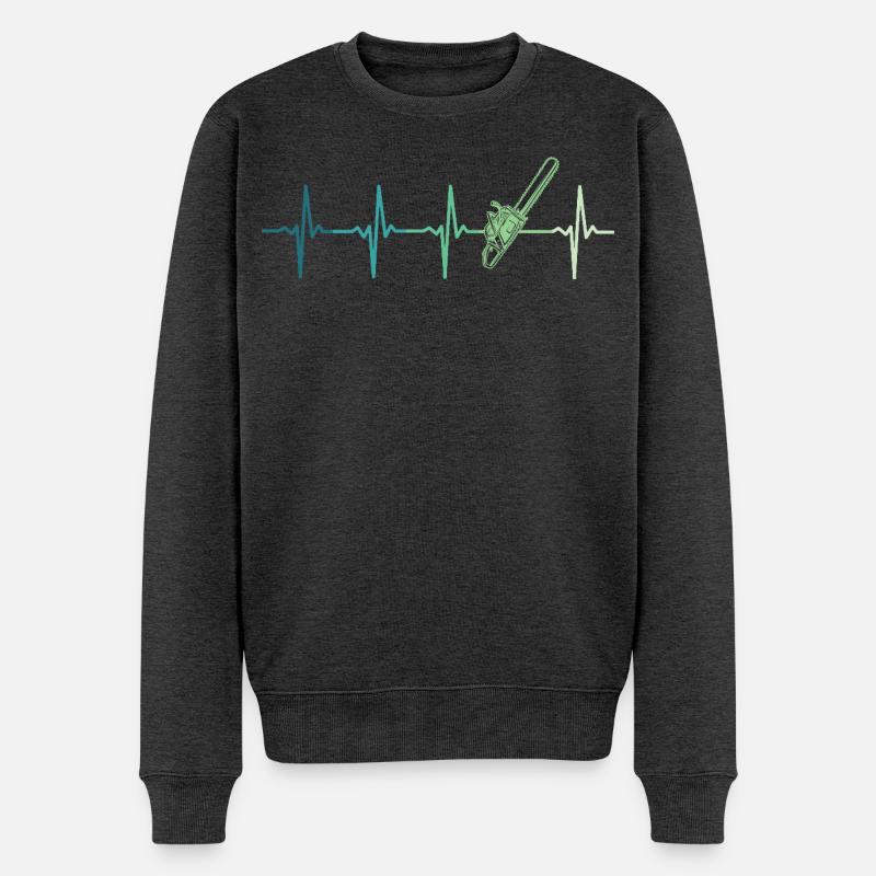 Waldherzschlag Holzfäller-Kettensäge - Männer Premium Bio Pullover - Anthrazit meliert