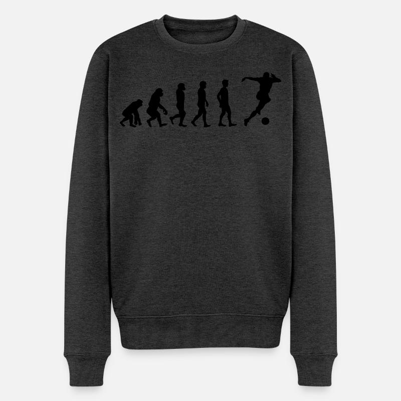 Fussballer Evolution - Männer Premium Bio Pullover - Anthrazit meliert