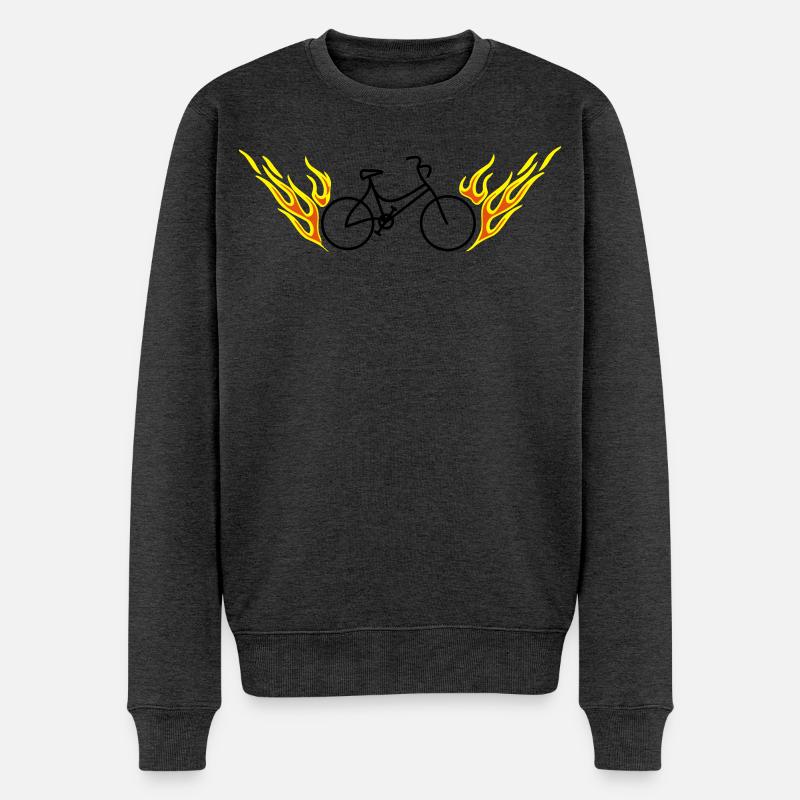 Fahrrad mit Flammen - Männer Premium Bio Pullover - Anthrazit meliert