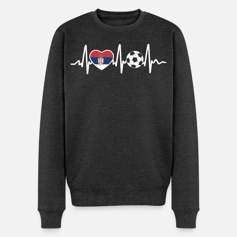 Serbien Fussball - Männer Premium Bio Pullover - Anthrazit meliert