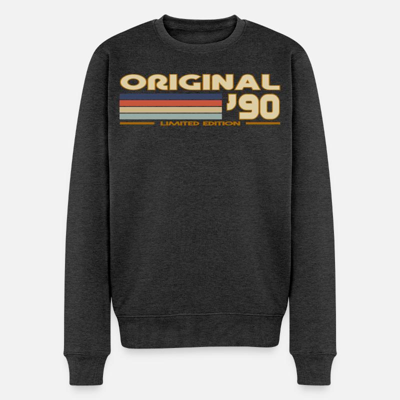 1990 - Männer Premium Bio Pullover - Anthrazit meliert