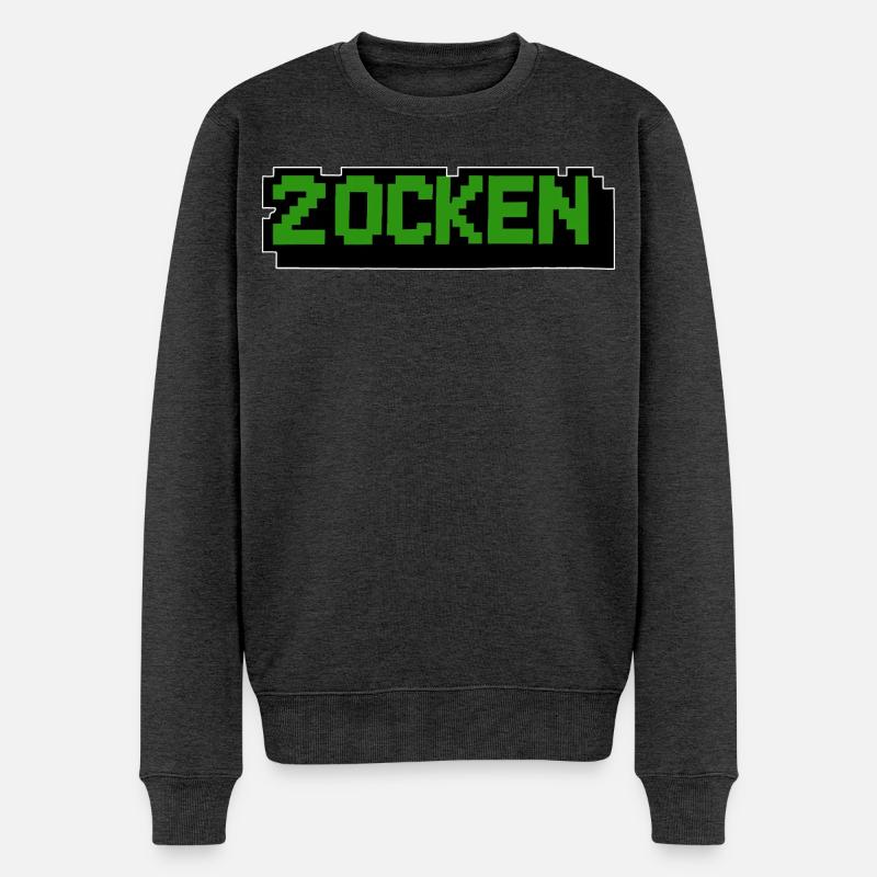 Lettering Zocken Retro Computer - Pull Premium bio Homme - anthracite chiné