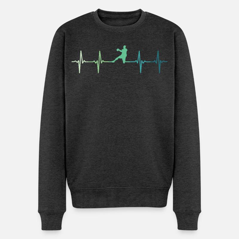Handball battement de coeur handball  - Pull Premium bio Homme - anthracite chiné