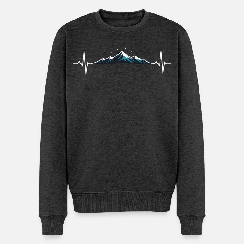 Herzschlag am Berggipfel - Männer Premium Bio Pullover - Anthrazit meliert
