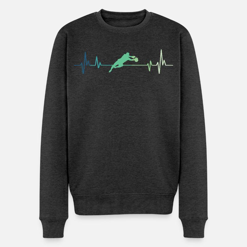Fußballtorwart Herzschlag - Männer Premium Bio Pullover - Anthrazit meliert