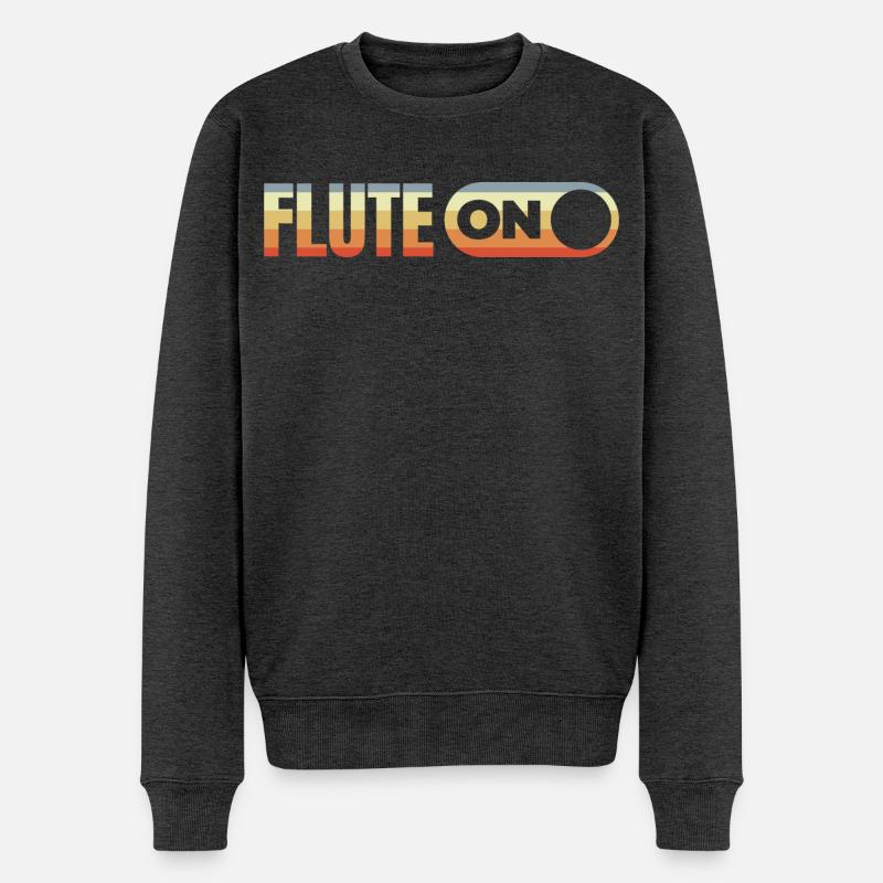 Flute On - Männer Premium Bio Pullover - Anthrazit meliert