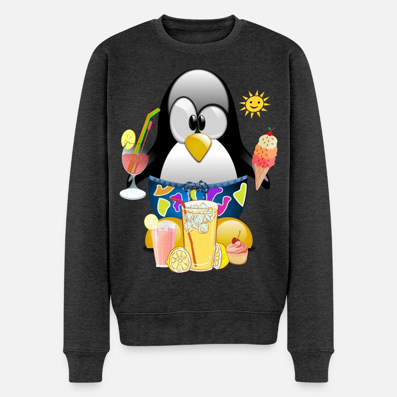 Pinguin, Eiscreme - Männer Premium Bio Pullover - Anthrazit meliert
