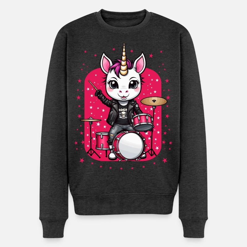 Punk Rock Einhorn - Männer Premium Bio Pullover - Anthrazit meliert
