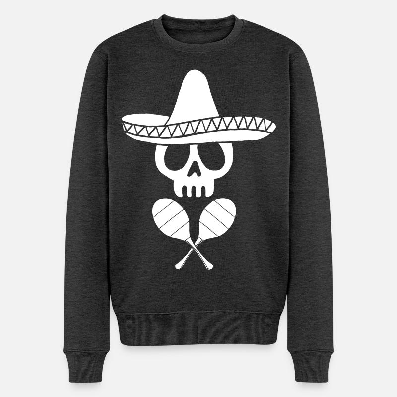 Weißer mexikanischer Schädel - Männer Premium Bio Pullover - Anthrazit meliert