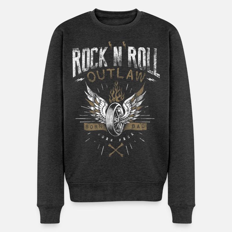 Rock & Roll Outlaw - Männer Premium Bio Pullover - Anthrazit meliert