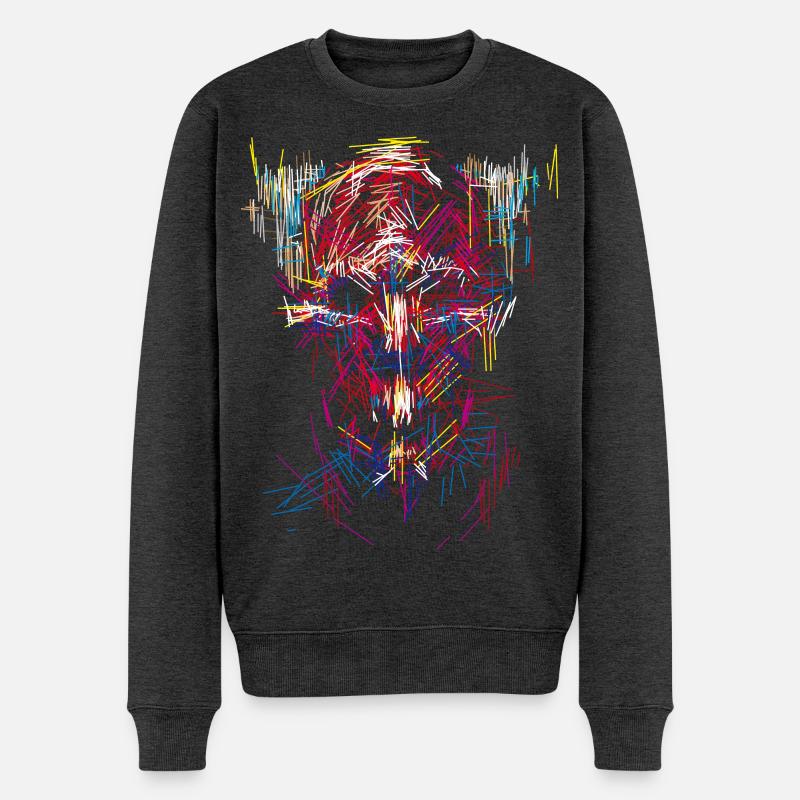 Halloween Teufel / Abstrakt - Männer Premium Bio Pullover - Anthrazit meliert