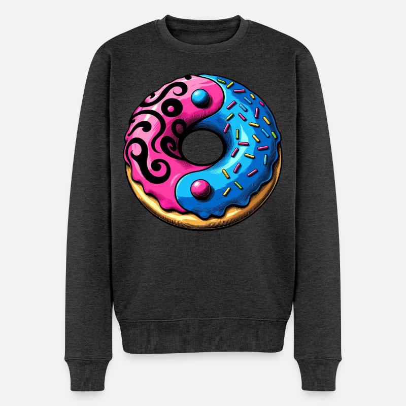 Yin Yang Donut Illustration - Männer Premium Bio Pullover - Anthrazit meliert