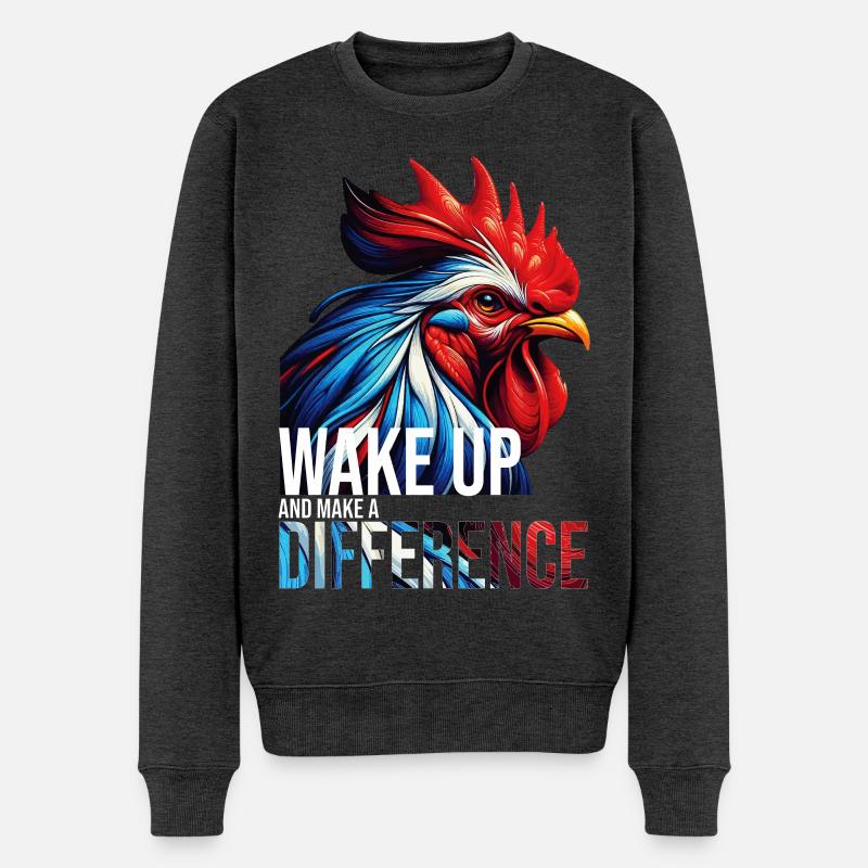 AUFWACHEN UND EINEN UNTERSCHIED MACHEN-DB - Männer Premium Bio Pullover - Anthrazit meliert