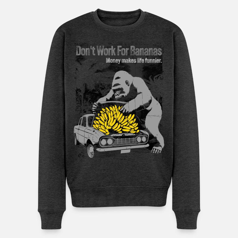 Bananen-Affe-Auto-Karikatur-Design - Männer Premium Bio Pullover - Anthrazit meliert