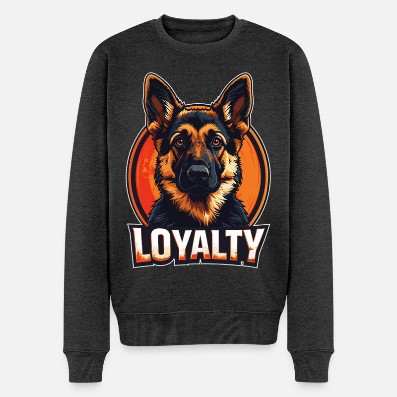 Loyauté – German Shepherd Design - Pull Premium bio Homme - anthracite chiné