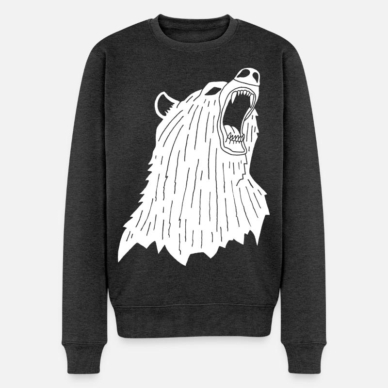 Wütender Eisbär - Männer Premium Bio Pullover - Anthrazit meliert