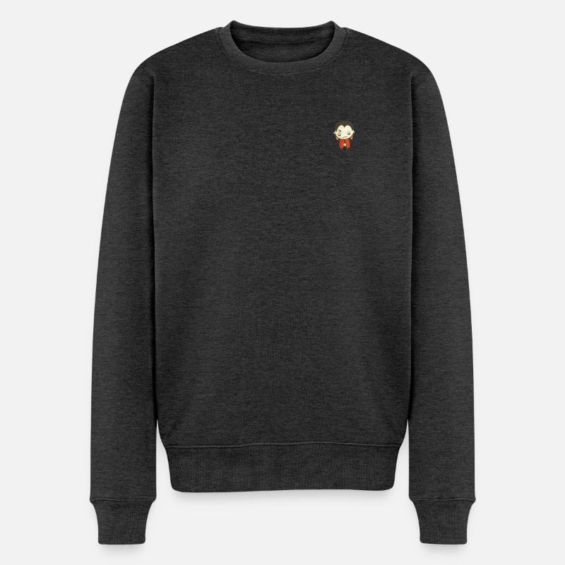 Süßer Vampir Dracula Cartoon – Halloween Design - Männer Premium Bio Pullover - Anthrazit meliert