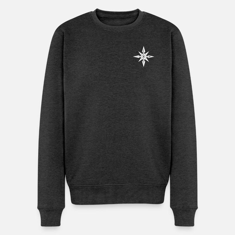Kompass Stern - Männer Premium Bio Pullover - Anthrazit meliert