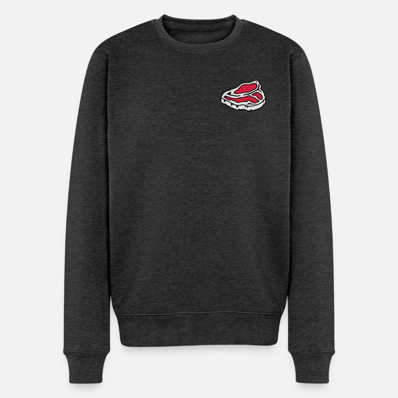 Ein rohes Steak - Männer Premium Bio Pullover - Anthrazit meliert
