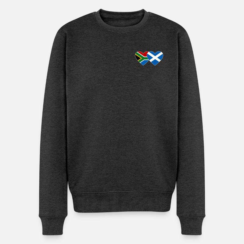 Südafrika Schottland Flagge Herz - Männer Premium Bio Pullover - Anthrazit meliert